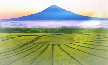 Arte digitale intitolato "Sérénité, mont Fuji" da Krystel, Opera d'arte originale, Pittura digitale