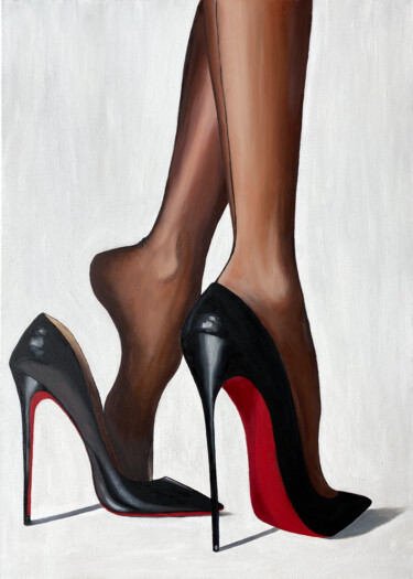 Painting titled "ELEGANT DOMINANT #3" by Kristina Malashchenko, Original Artwork, Oil Mounted on Wood Stretcher frame