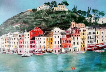 Painting titled "Positano" by Krystyna Mościszko, Original Artwork, Acrylic