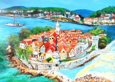 Pintura titulada "Wyspa Korcula" por Krystyna Mościszko, Obra de arte original, Acrílico