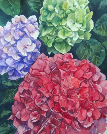 "The colourful trio" başlıklı Tablo Krystyna Szczepanowski tarafından, Orijinal sanat, Suluboya
