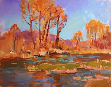 Painting titled "Spring Flood" by Aleksander Kryushyn, Original Artwork, Oil