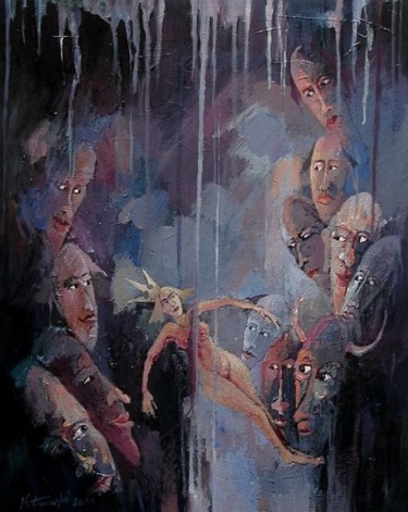 Painting titled "Piekielne rozdanie,…" by Krzysztof Lozowski, Original Artwork