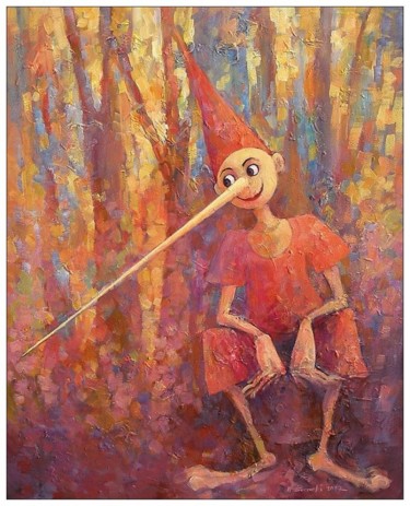 Painting titled "Pinokio" by Krzysztof Lozowski, Original Artwork, Acrylic
