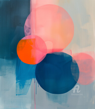 Цифровое искусство под названием "Cool Blue Spheres 4" - Kselma Randvald, Подлинное произведение искусства, Цифровая живопись