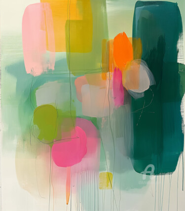 Artes digitais intitulada "Vibrant Green Abstr…" por Kselma Randvald, Obras de arte originais, Pintura digital