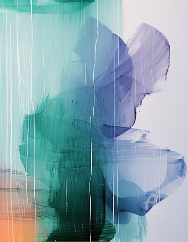 Digital Arts με τίτλο "Dance of Blue Ink 1" από Kselma Randvald, Αυθεντικά έργα τέχνης, Εικόνα που δημιουργήθηκε με AI