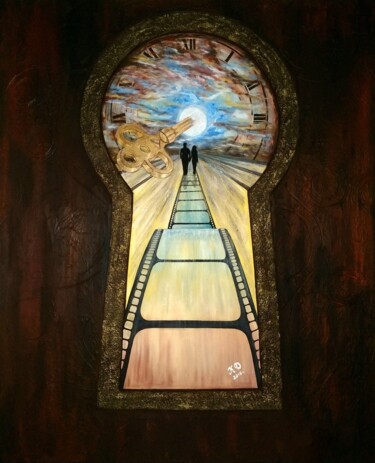 Картина под названием "Ключ времени" - Ксения Давыдова, Подлинное произведение искусства, Акрил