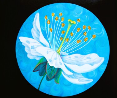 Картина под названием "Cherry blossom - tu…" - Оксана Кулиш, Подлинное произведение искусства, Темпера