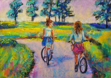 Painting titled "The joy of free mov…" by Ksenia Tsyganyuk, Original Artwork, Pastel