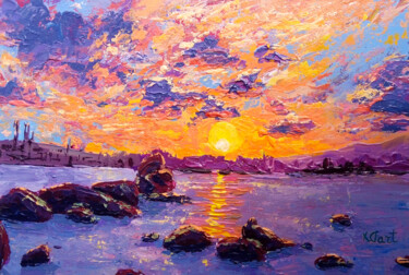 Pintura intitulada "Sunny bay" por Ksenia Tsyganyuk, Obras de arte originais, Acrílico