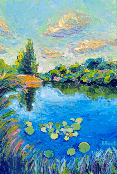 Pintura intitulada "Summer lake" por Ksenia Tsyganyuk, Obras de arte originais, Acrílico