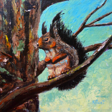 Peinture intitulée "Squirrel" par Ksenia Tsyganyuk, Œuvre d'art originale, Acrylique