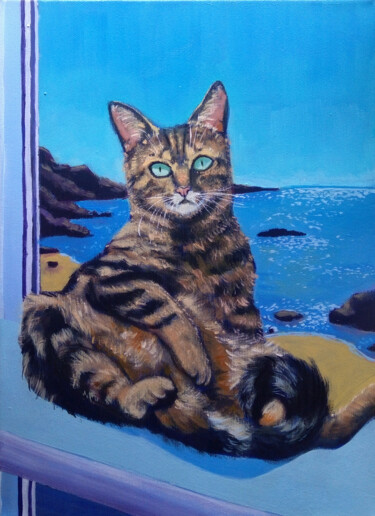 Pittura intitolato "Tiger cat" da Ksenia Tsyganyuk, Opera d'arte originale, Acrilico