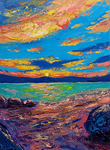 Pintura intitulada "Sunset magic. Sunse…" por Ksenia Tsyganyuk, Obras de arte originais, Acrílico