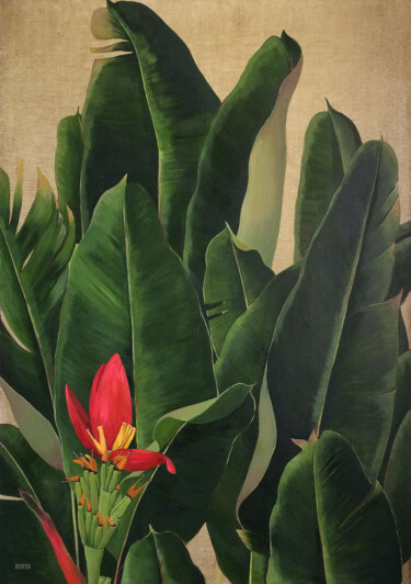 Peinture intitulée "Banana leaves" par Kseniia Berestova, Œuvre d'art originale, Huile