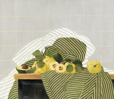 Pintura titulada "Quince and avocado.…" por Kseniia Berestova, Obra de arte original, Oleo Montado en Bastidor de camilla de…