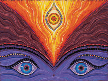 Картина под названием "Kali - Eyes of the…" - Kseniia Makliuchenko, Подлинное произведение искусства, Акрил