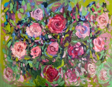 Картина под названием "The smell of roses" - Kseniya Kozhakhanova, Подлинное произведение искусства, Масло