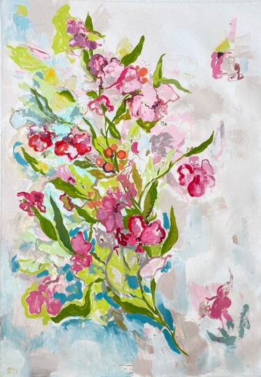Pintura intitulada "Winter flowers" por Kseniya Kozhakhanova, Obras de arte originais, Acrílico