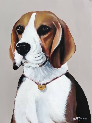 Painting titled "Dog Karat" by Kseniya Martynova, Original Artwork, Oil