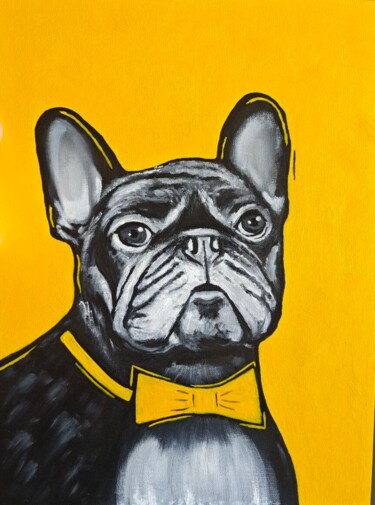 Peinture intitulée "French Bulldog" par Kseniya Martynova, Œuvre d'art originale, Huile Monté sur Carton