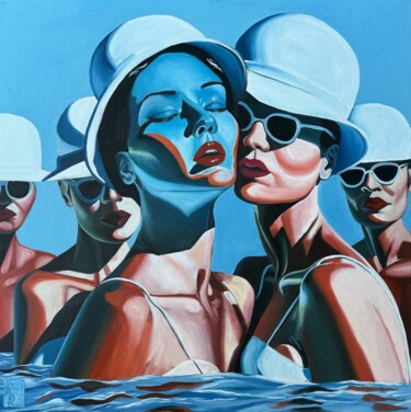 Malarstwo zatytułowany „Blue VR780” autorstwa Kseniya Rai, Oryginalna praca, Olej Zamontowany na Drewniana rama noszy