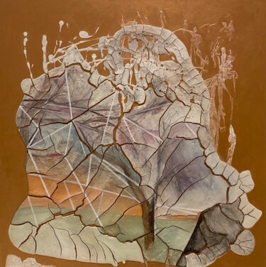 Pittura intitolato "Golden Landscape" da Kseniya Oudenot, Opera d'arte originale, Acrilico
