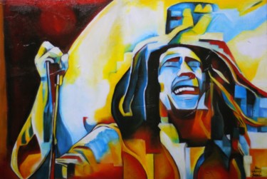Peinture intitulée "Bob Marley I" par Ks Green, Œuvre d'art originale, Huile Monté sur Panneau de bois