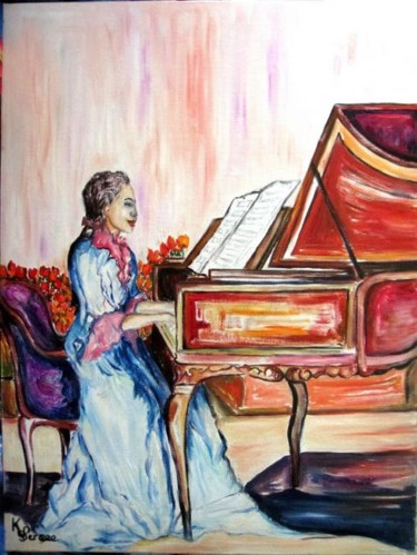 Peinture intitulée "femme et piano" par Kspersee, Œuvre d'art originale