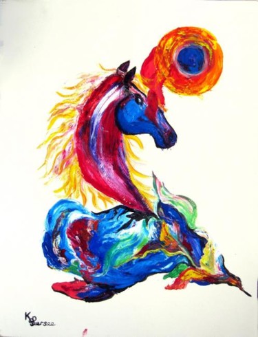 Peinture intitulée "cheval sous le sole…" par Kspersee, Œuvre d'art originale