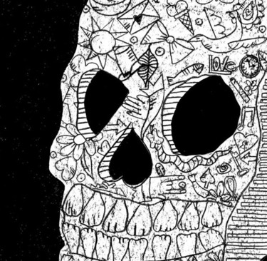 Dessin intitulée "HAPPY SKULL" par Kuky, Œuvre d'art originale, Autre