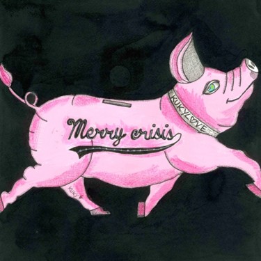 Dessin intitulée "MERRY CRISIS" par Kuky, Œuvre d'art originale, Autre