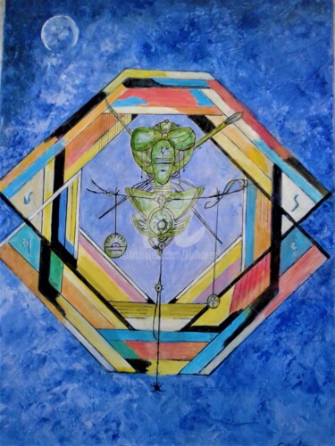 Schilderij getiteld "Horoscope" door Kulhaneck, Origineel Kunstwerk, Acryl