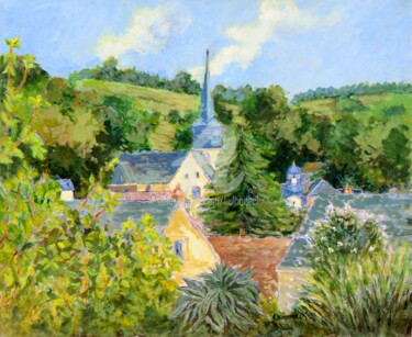 Peinture intitulée "RY  VILLAGE NORMAND" par Kulhaneck, Œuvre d'art originale, Huile