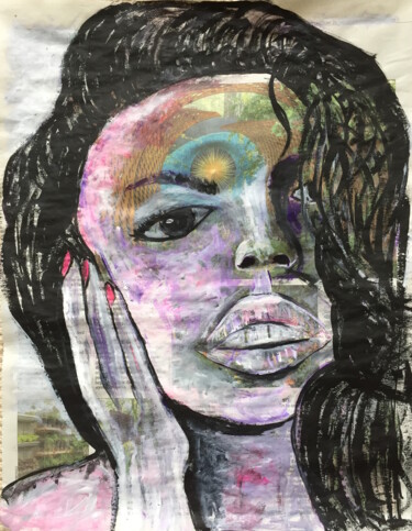 Painting titled "Face Portrait I" by Kumi Muttu, Original Artwork, Acrylic