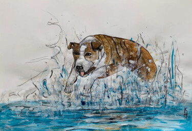 Pintura intitulada "Dog I" por Kumi Muttu, Obras de arte originais, Acrílico