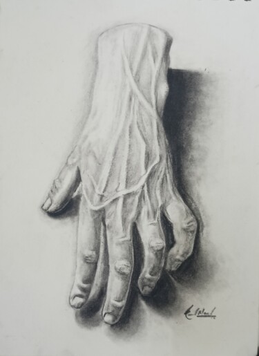 Zeichnungen mit dem Titel "The Hand" von Kunal Nandi, Original-Kunstwerk, Kohle
