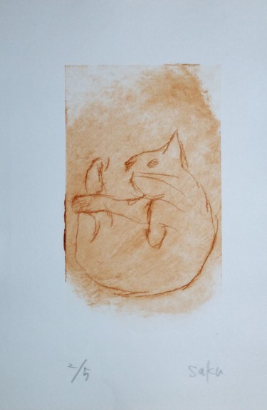 Εκτυπώσεις & Χαρακτικά με τίτλο "neko(ka)" από Saku Kuronashi, Αυθεντικά έργα τέχνης, Γκουάς