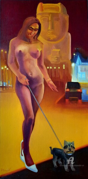 Картина под названием "Ночная прогулка (ni…" - Вадим Кузнецов, Подлинное произведение искусства, Масло