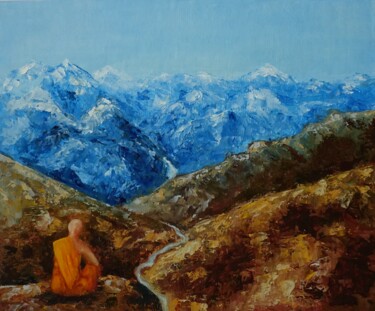 Schilderij getiteld "Meditation" door Kvantaliani, Origineel Kunstwerk, Olie