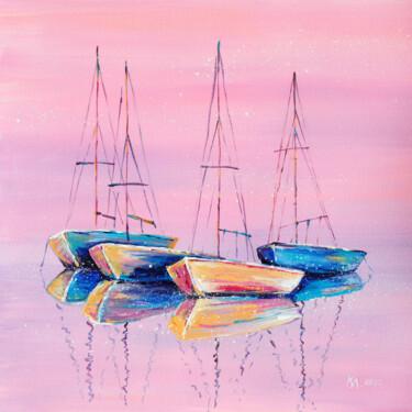 Painting titled "Pink sunset" by Liubov Kvashnina, Original Artwork, Acrylic