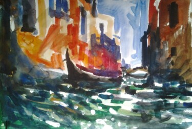 Peinture intitulée "Полдень в Венеции" par Andrei Kliuiko, Œuvre d'art originale, Aquarelle