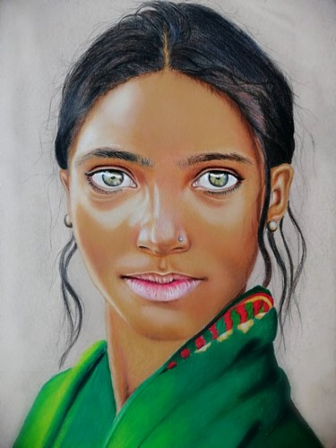 Peinture intitulée "Facing the truth" par Kanga Conte, Œuvre d'art originale, Crayon