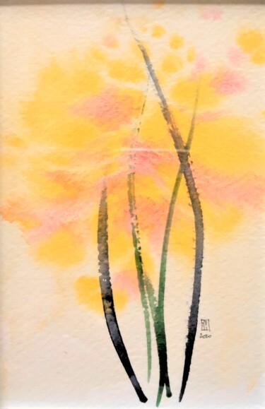 绘画 标题为“Mimosa” 由Jacek Wendzonka, 原创艺术品, 水彩 安装在纸板上