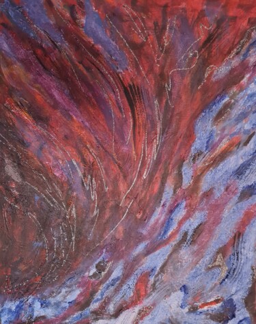 Painting titled "La vague de feu" by Pernelle Chaumeil, Original Artwork, Acrylic