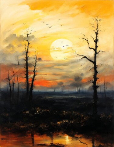 Цифровое искусство под названием "Sunset #3" - Kyozai, Подлинное произведение искусства, Изображение, сгенерированное ИИ