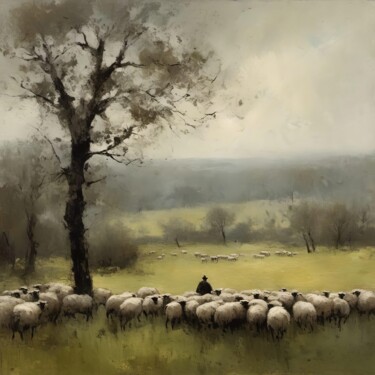 Digitale Kunst mit dem Titel "Păstor" von Kyozai, Original-Kunstwerk, KI-generiertes Bild