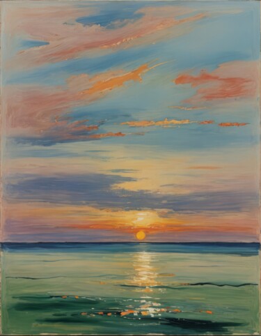 Digitale Kunst getiteld "Sunset #4" door Kyozai, Origineel Kunstwerk, AI gegenereerde afbeelding