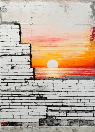 Digitale Kunst getiteld "Sunset (Brick)" door Kyozai, Origineel Kunstwerk, AI gegenereerde afbeelding